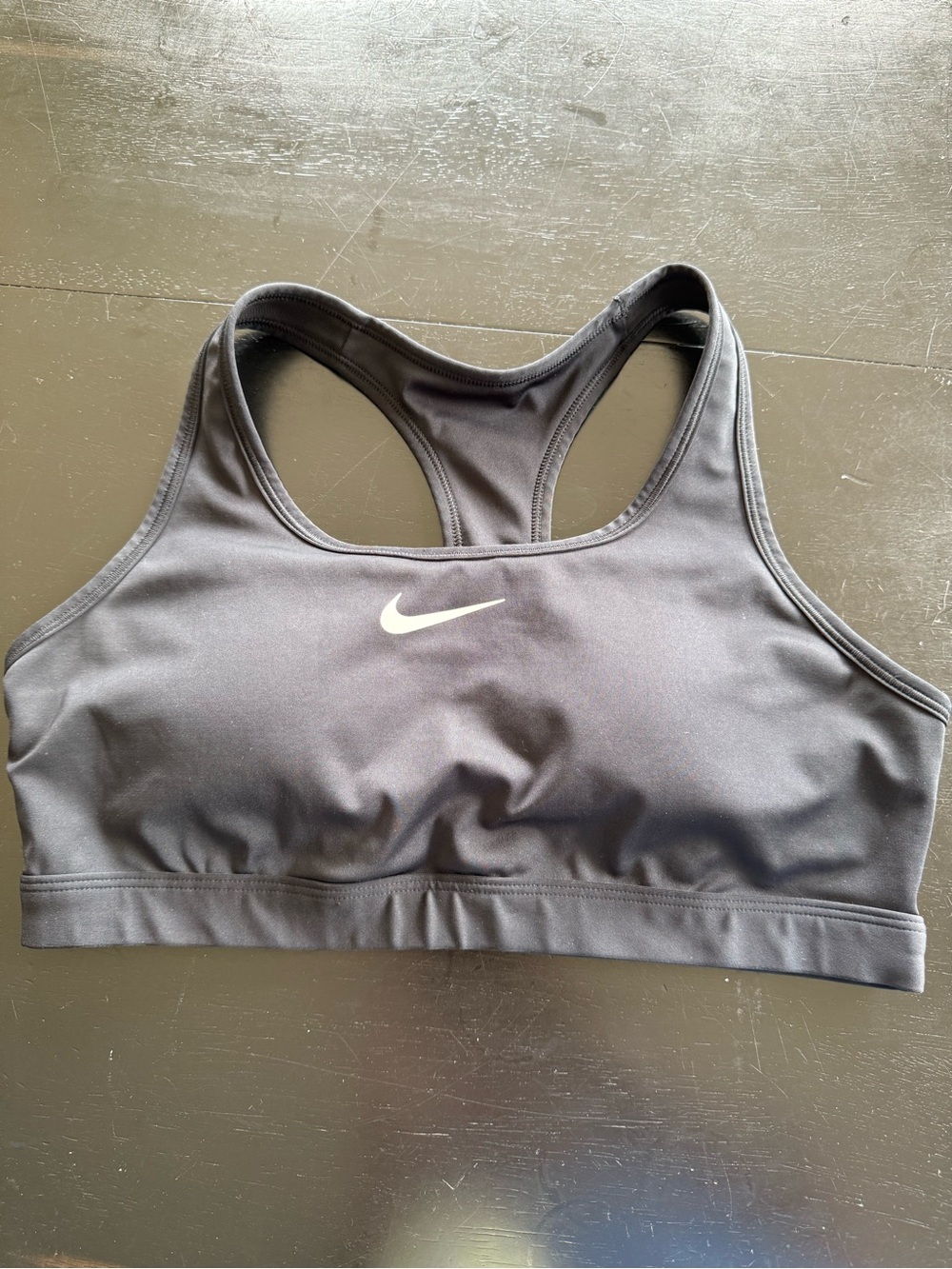 Nike Racerback Sports Bra in black with White Swoosh